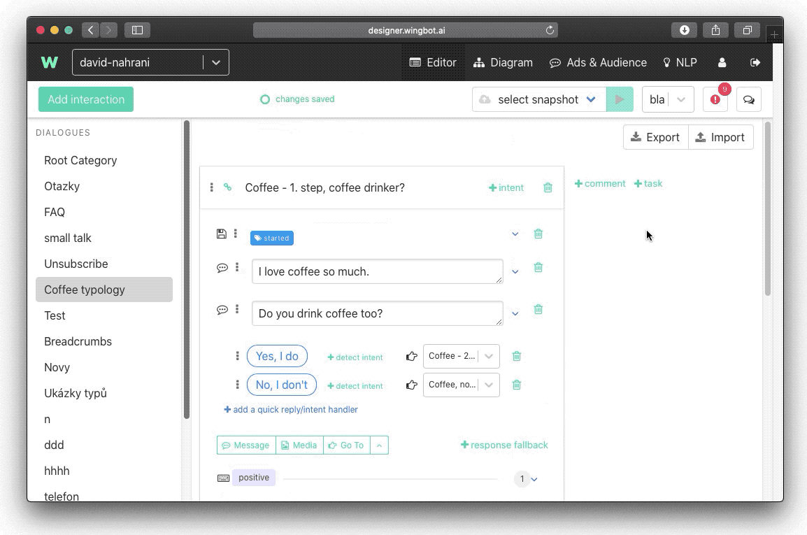 Selecting multiple interactions