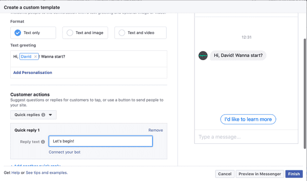 Set up a Facebook ad - Wingbot Chatbot Framework Documentation