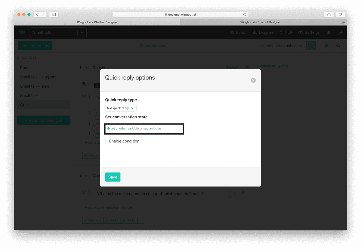 add varible settings