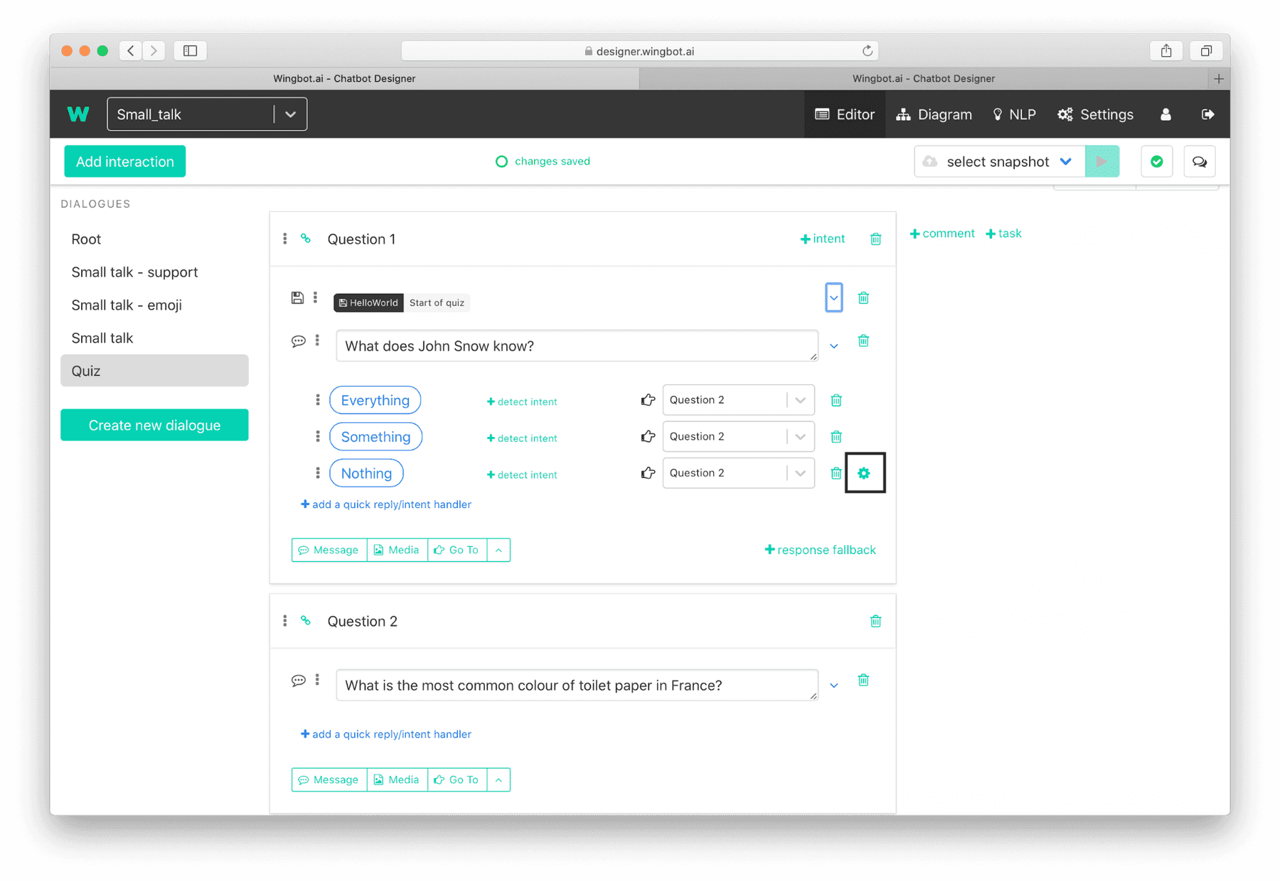 Setting a variable - Wingbot Chatbot Framework Documentation