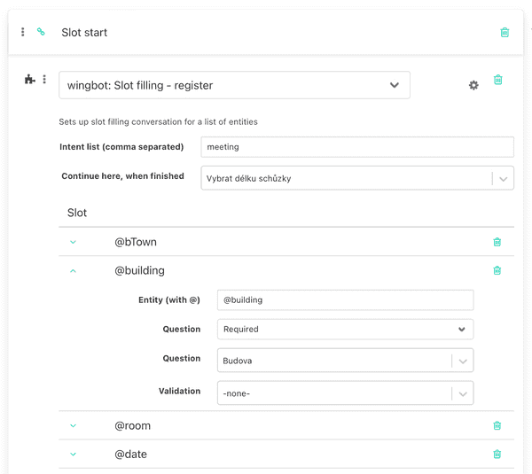 Slot filling - Wingbot Chatbot Framework Documentation